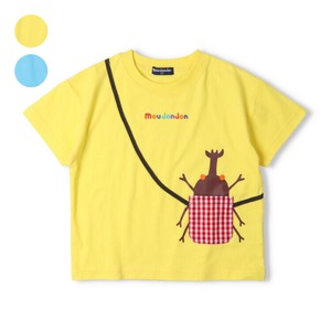 カブト虫・クワガタポシェット風半袖Tシャツ M34852 本体綿100％ プリント ポケット異素材 昆虫 ギフト
