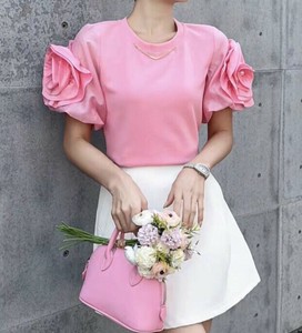 T 恤/上衣 花朵 春夏