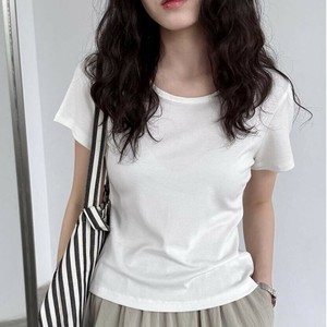 u27848トップス レディース シャツ Tシャツ 3色 韓国風 短袖 ラウンドネック 2025春夏新作