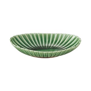光洋陶器 花伝 かすみ 緑 楕円皿 中 56171076