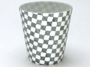 ネット限定品【在庫限り】うすづくり　ロックカップ　市松【日本製　美濃焼】（磁器　父の日　メンズ）