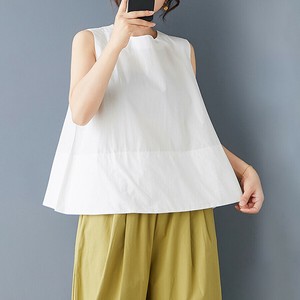 ラウンドネックノースリーブカットソー