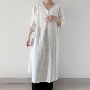 Vネックシンプルシアーワンピース