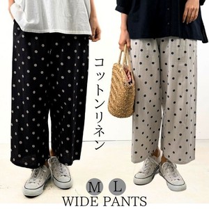 Full-Length Pant Ladies fashion Linen Easy Pants Cotton Polka Dot