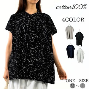 Button Shirt/Blouse Shirtwaist Check Short Sleeve Front Opening Polka Dot S/S