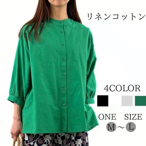 Button Shirt/Blouse Shirtwaist Cotton Linen Linen Cotton Front Opening S/S