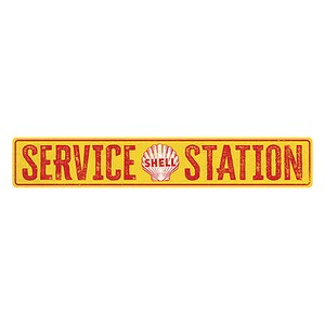 【サイン】エンボス メタル ストリート サイン SHELL SERVICE STATION AM-ESS-48010