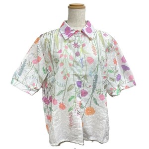 Button Shirt/Blouse Flower Flowers Short Sleeve Shirt