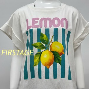 【イタリア製】FIRSTAGE レモンプリント  折り返し袖デザインTシャツ