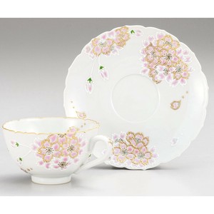 Kutani ware Cup & Saucer Set Cherry Blossoms Made in Japan