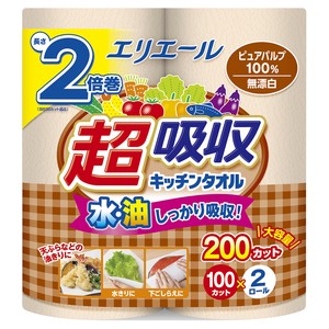 E超吸収キッチンタオル無漂白2R100カット