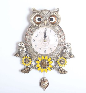 フクロウデザイン メタル掛け時計 (Owl Metal Wall Clock) 壁掛け時計 おしゃれ  振り子