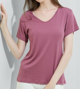 Tシャツ 半袖 Vネック 無地 ゆったり 快適 レディース ファッション BQ7668
