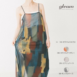 パワーメッシュ水彩柄 シアー キャミワンピース