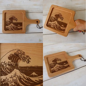 ☆まな板・ピザ・チーズ・sushiの器【ukiyoe・浮世絵】スクウェアカッティングボード浪裏