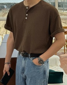 【2025春夏新作】ワッフルヘンリーネックTシャツ