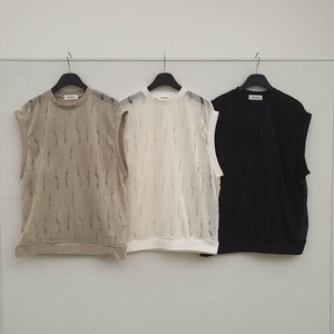 【2025春夏新作】ダメージ加工薄手ニットベスト