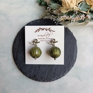 Pierced Earrings Silver Post Green