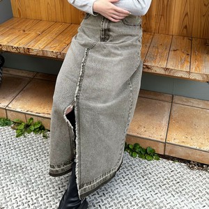 【特価】フリンジヘムデニムロングスカート