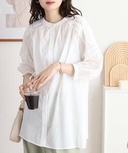 Button Shirt/Blouse Collarless Cotton 5/10 length