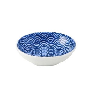 光洋陶器 花伝 青海波 青 8cm浅ボウル 52284017