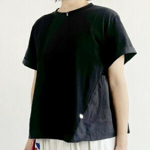 【バーゲンセール対象】異素材ペプラムTシャツ　/コットン100％