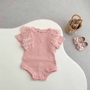 韓国スタイル 4サイズ ロンパース 半袖 フリル かわいい
