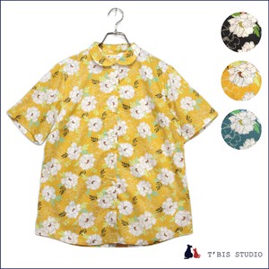Button Shirt/Blouse Floral Pattern Short Sleeve Shirt Made in Japan