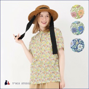 Button Shirt/Blouse Floral Pattern Stand-up Collar Overshirt Made in Japan