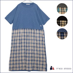 Casual Dress Check Switching Cut-and-sew