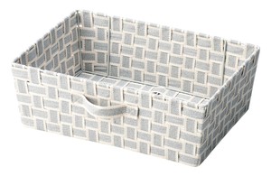 グリッド浅型バスケット L　収納/小物入れ/雑貨/棚飾り/カゴ