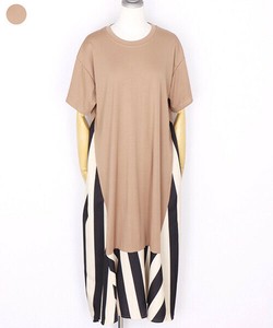 Casual Dress Stripe A-Line Short Sleeve Dress Switching [2025 NEW]
