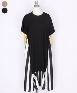 Casual Dress Stripe A-Line Short Sleeve Dress Switching [2025 NEW]