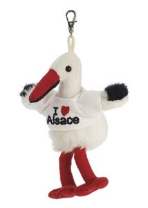ドイツ直輸入　アルザス　I♡Alsace コウノトリ　マスコット　フック付　11cm