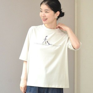 【日本製】ガーリープリントハイネック5分袖半袖カットソ（B28870）