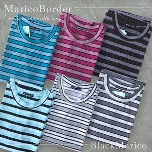 <2025夏物新作>数量限定韓国製ボーダー五分袖Tシャツ　2025夏物人気　BLACK MARICO