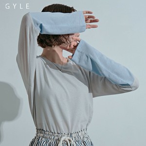 【50％OFF!全3色】袖配色梨地トップス トップス　カットソー 長袖 Tシャツ 紫外線対策 冷房対策