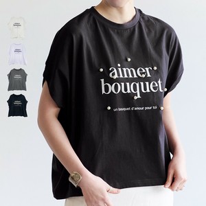★先行予約★パールデザイン 英字プリントドルマンTシャツ SS
