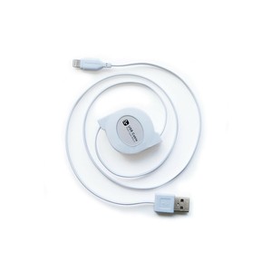 USB充電&同期ケーブル リール 80cm Lightning ホワイト KL-31