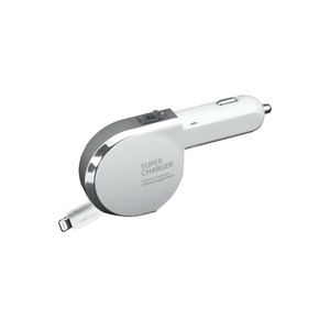 DC充電器 リール 2.4A Lightning ホワイト KL-35