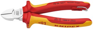 絶縁斜ニッパー 全長160mm 落下防止 (BK)