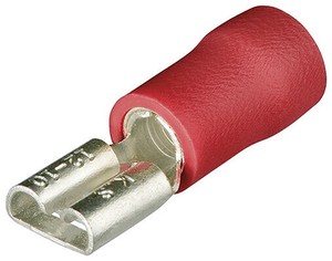圧着端子 絶縁 100個入 6.3X0.8mm2 レッド
