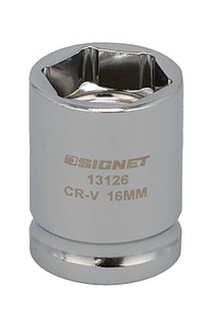 差込角1/2SQ 16mm ショートソケット 6角