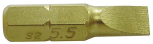 差込角1/4HEX チタンコーティングマイナスビット 5.5mm