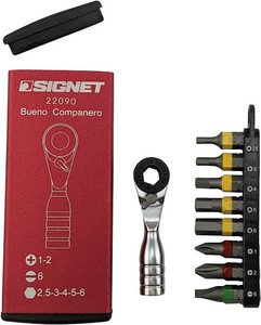 ウルトラショートミニラチェセット ギア数52 全長52mm ビット8個付き 赤色