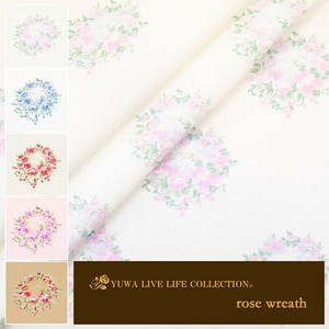 有輪商店 YUWA  シャーティング ”rose wreath” [A:White×Pink] / 全5色 / 生地 布 / 824933