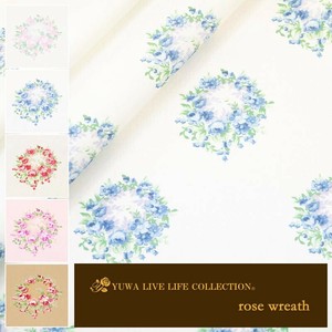 有輪商店 YUWA  シャーティング ”rose wreath” [B:White×Blue] / 全5色 / 生地 布 / 824933