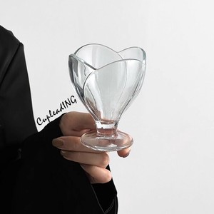 【定番商品】早い者勝ち 花びらカップ グラス ハイフットカップ ジュースカップ レトロ 異形カップ