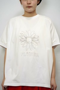 良質天竺変形ワイド花柄刺繍Tee