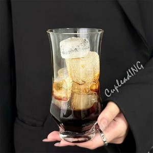 ≪予約商品≫INSスタイル 八角形グラス アイスアメリカーノ・ラテヨーロピアンデザイン ジュース冷飲用
